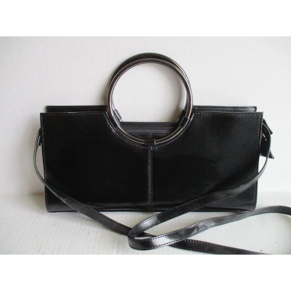 *DANIELAMODA Black Leather Crossbody Satchel 2-Way Hoop - Picture 1 of 8